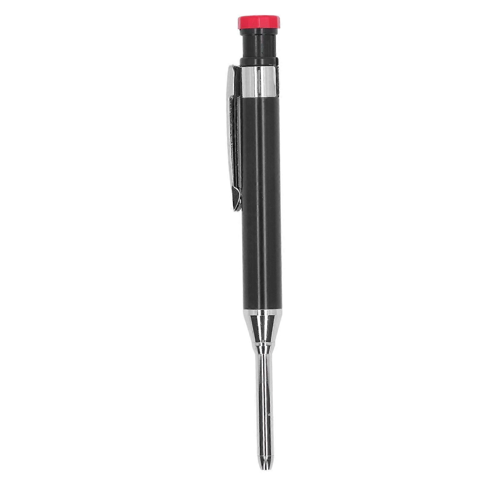 Mechanical Carpenter Pencil Heavy Duty with Sharpener Long Nose Deep Hole for Woodworking Construction Black