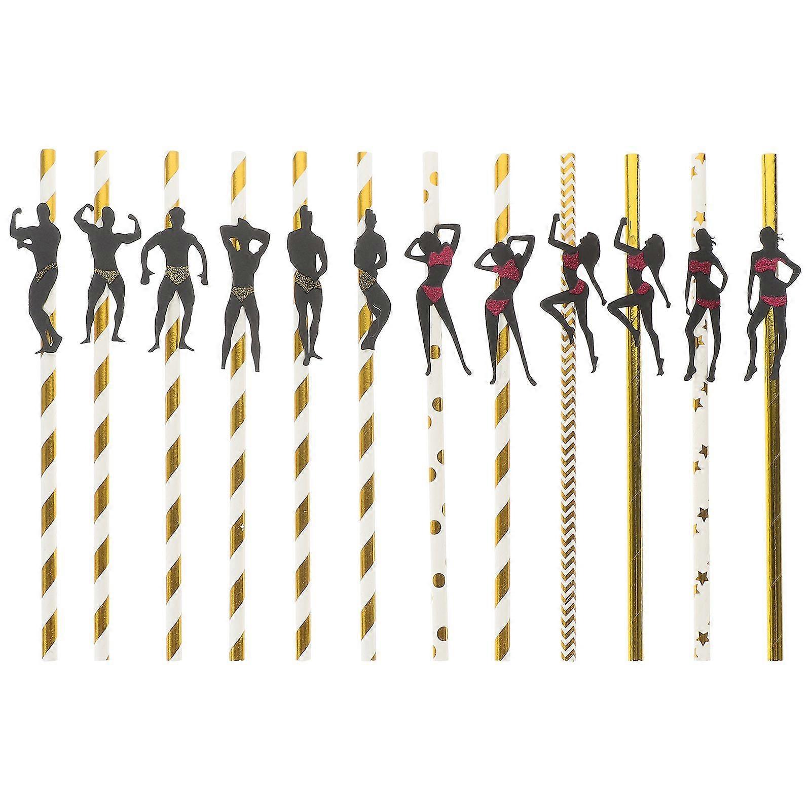 12pcs Stripper Pole Dancing Straws Bachelor Party Funny Drinking Straws Disposable Drinking Straws