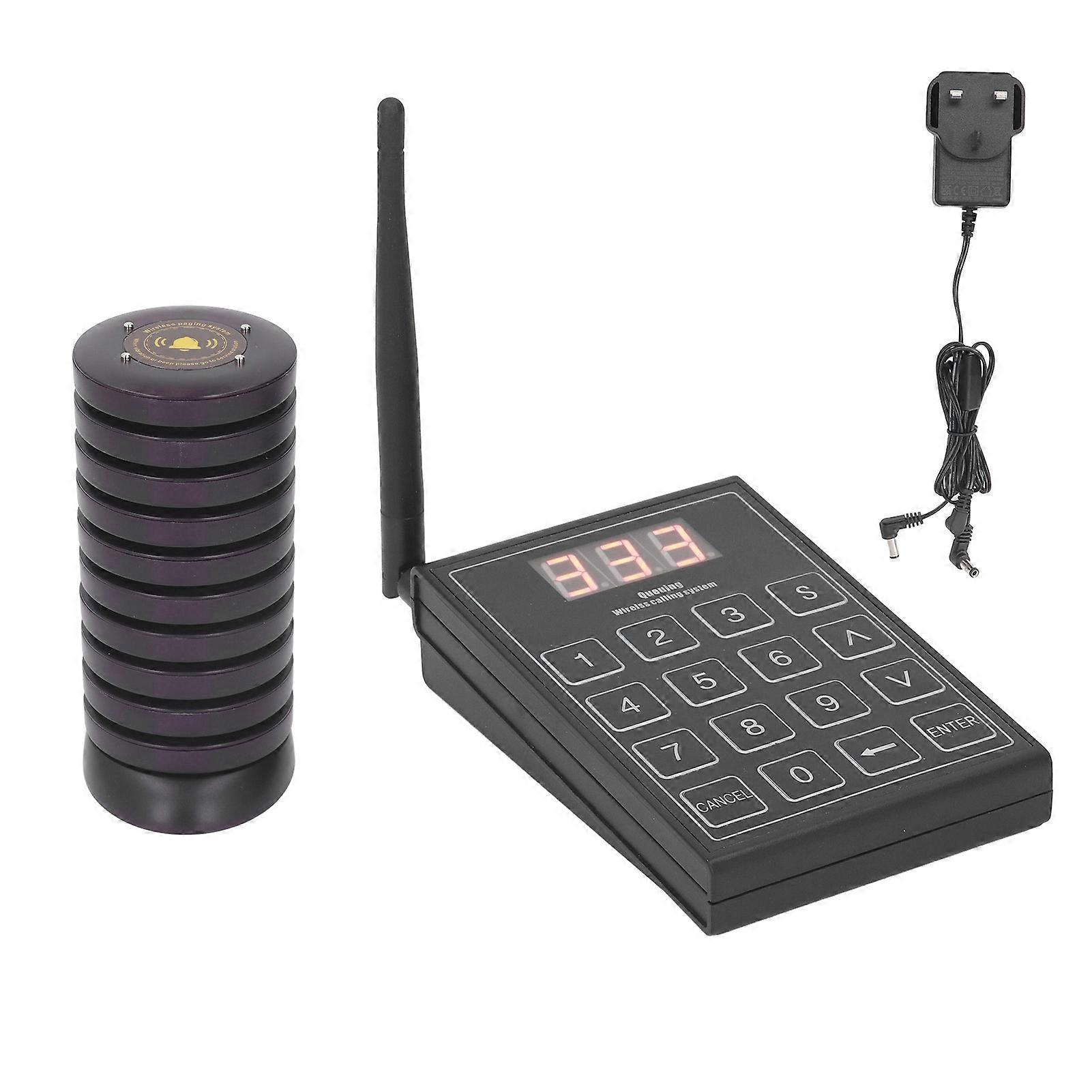 Restaurant Paging Sound Light Vibration 10 Pagers 1 Keypad 1000m Range Wireless Pager System for Lineup Waiting
