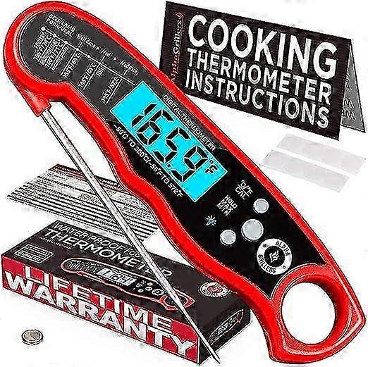 Instant Read Waterproof Digital Meat Thermometer for Cooking and Gr...