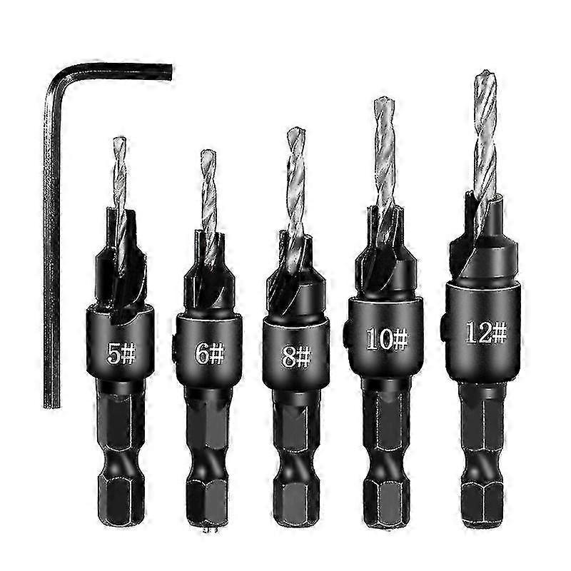 Countersink Drill Bit Set Power Tools Accessories (1set Of 5 Pcs, B...