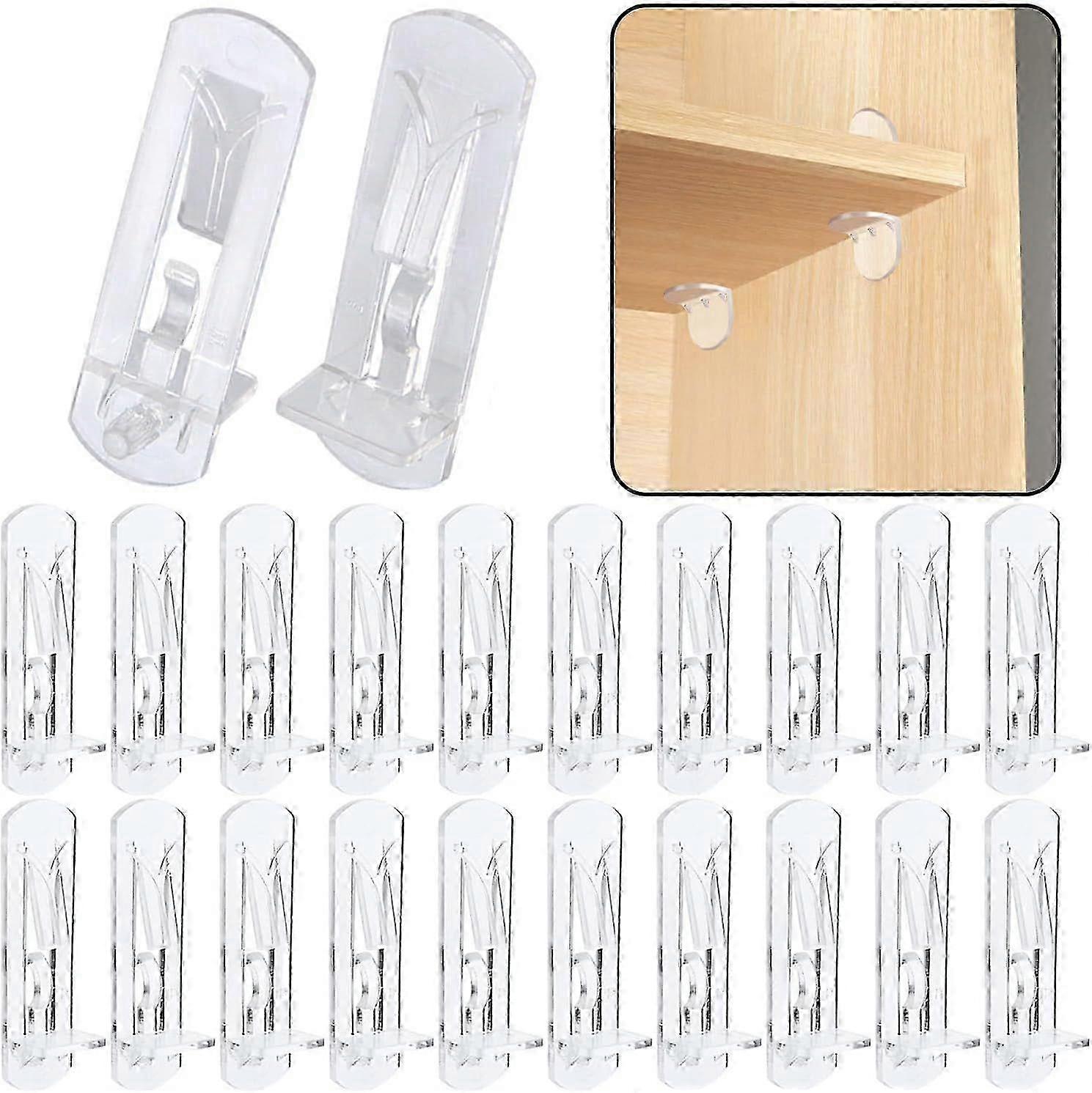 20pcs Plastic Locking Shelf Support Pegs,5mm Shelf Pins,Self-Locking Bracket