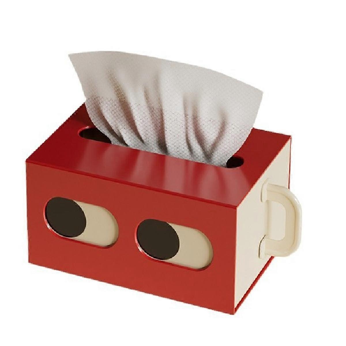 1Pcs Cute Small Expression Plastic Tissue Extractor Box, Suitable for Bedroom, Living Room, Car and Other Scenes A