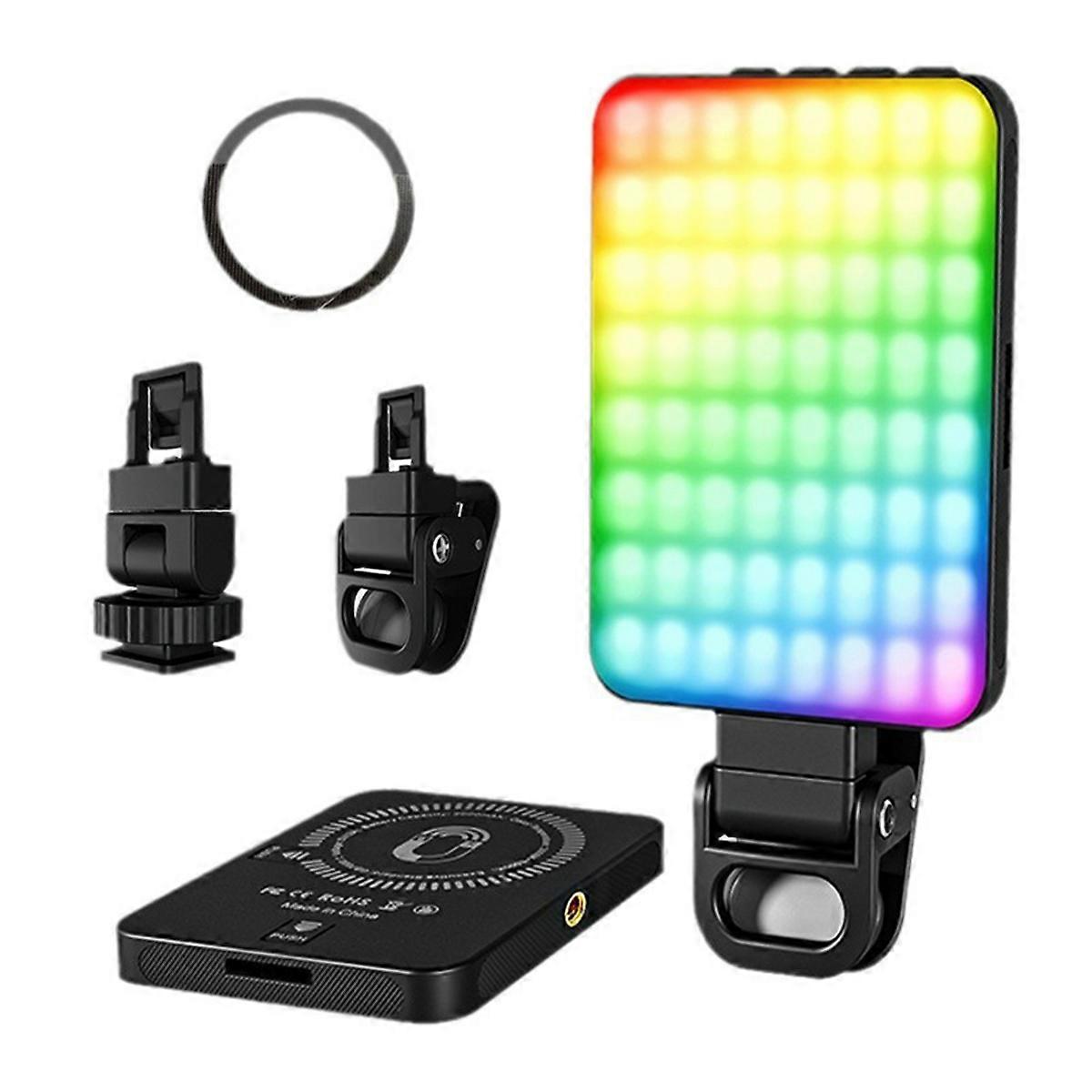Magnetic Selfie Light,RGB Phone Clip on Light for Laptop,Tablet,Makeup,Video,Vlog,Live Streaming,Photo