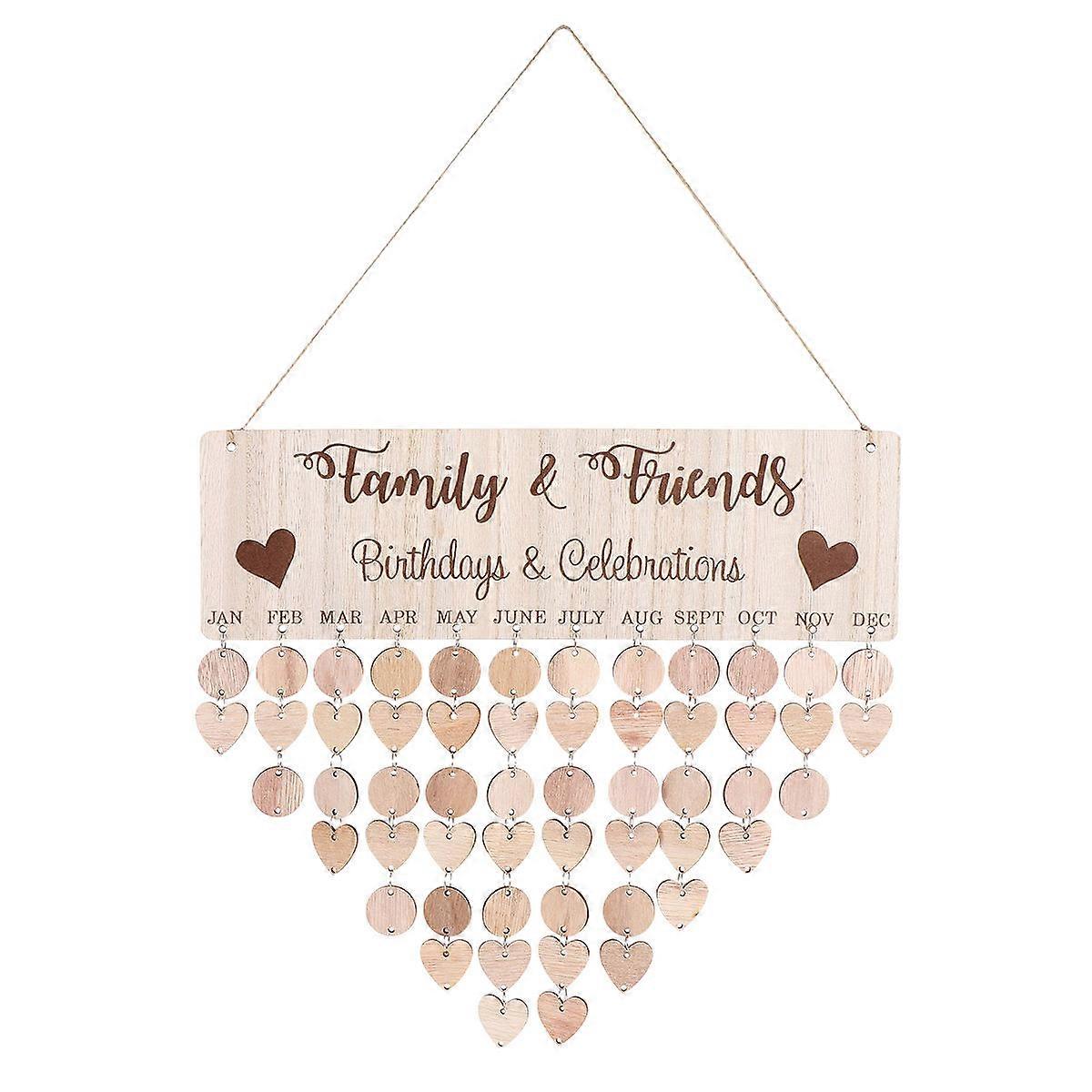Wooden Calendar for Birthday Reminder and Family Celebrations Assorted Color Easy to Assemble 7.87 x 11.81 inches