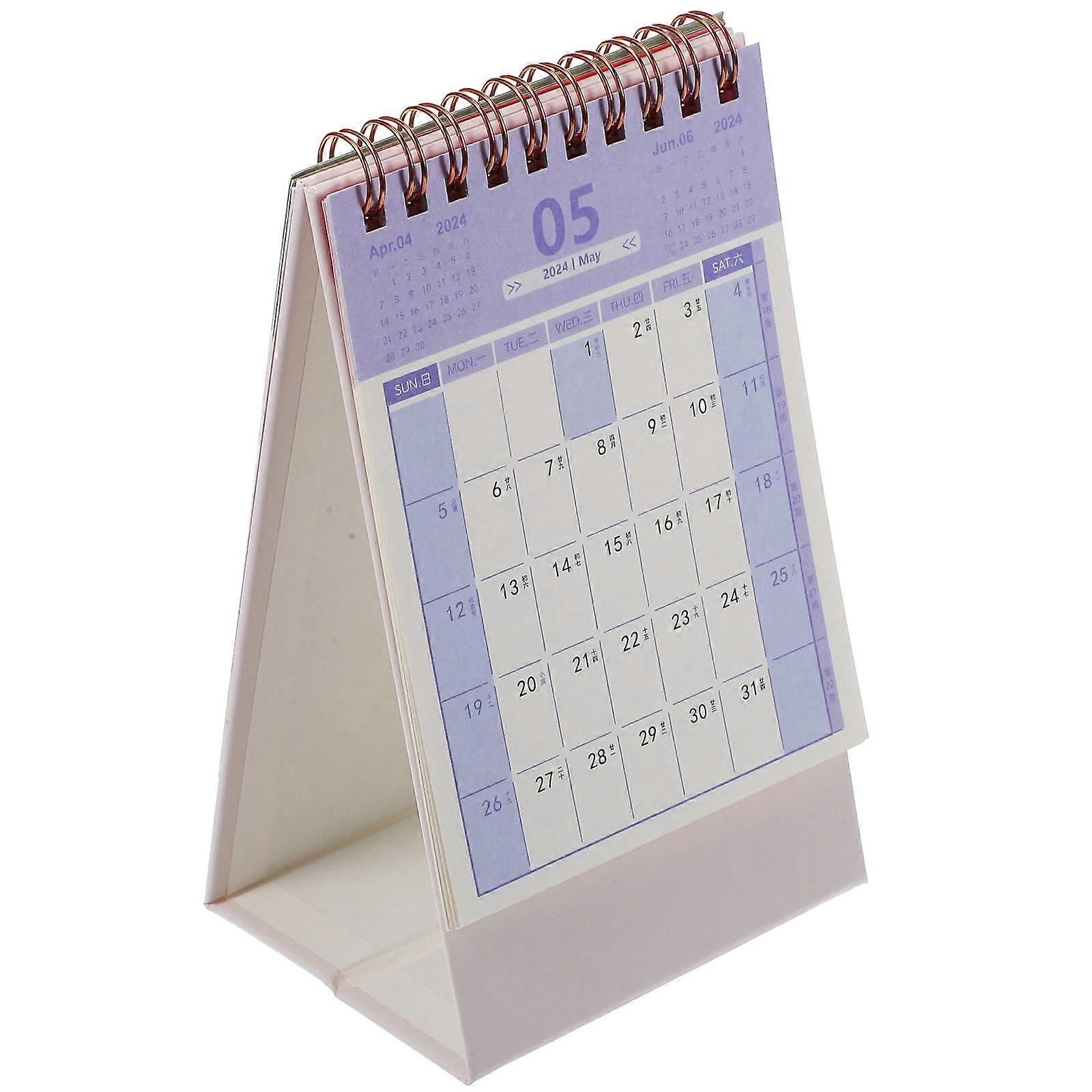 Monthly Flip Calendar For Desktop Classroom Tool Pink Coiled Design Note-taking 1Pack