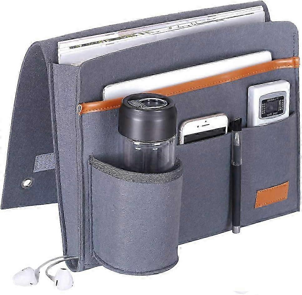 Durable Material Bedside Caddy, Multi-Pocket Design Hanging Storage with Easy Access for Couch and Sofa, Felt Construction for Device Protection and 2