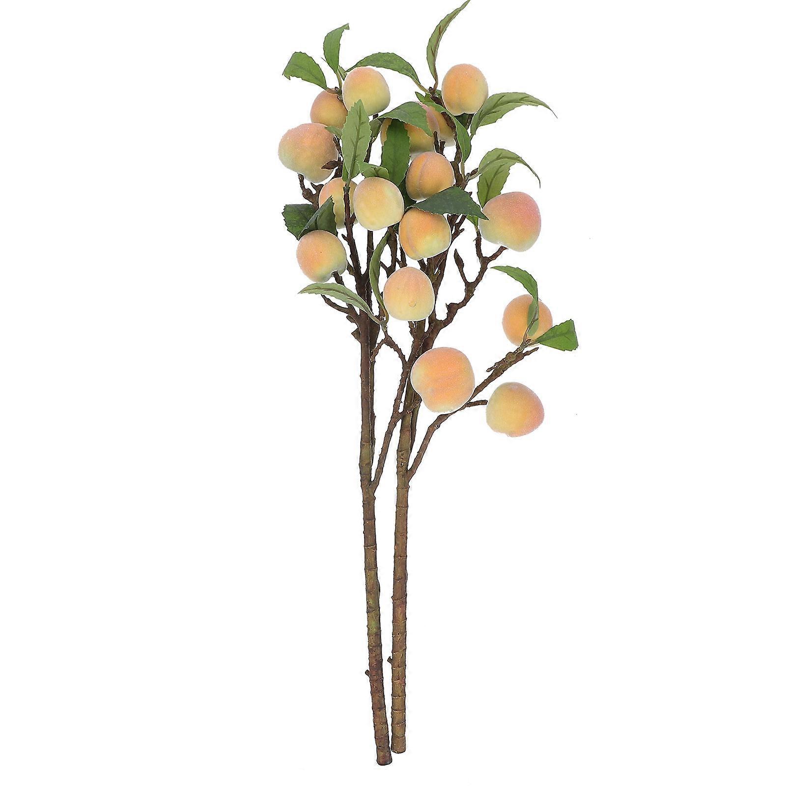Artificial Fruit Branches for Decor 2Pcs Simulation Peach Tree Branches Foam