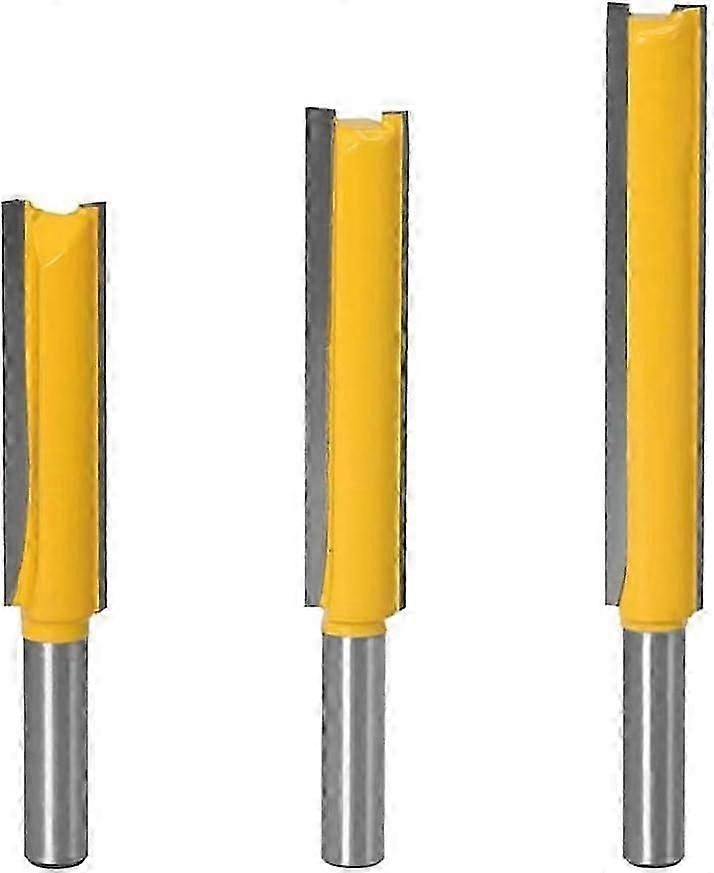 3pcs 8mm Shank Straight Router Bit, Extra Long Two Flute Straight Trimming Bit Woodworking Cutter Tool