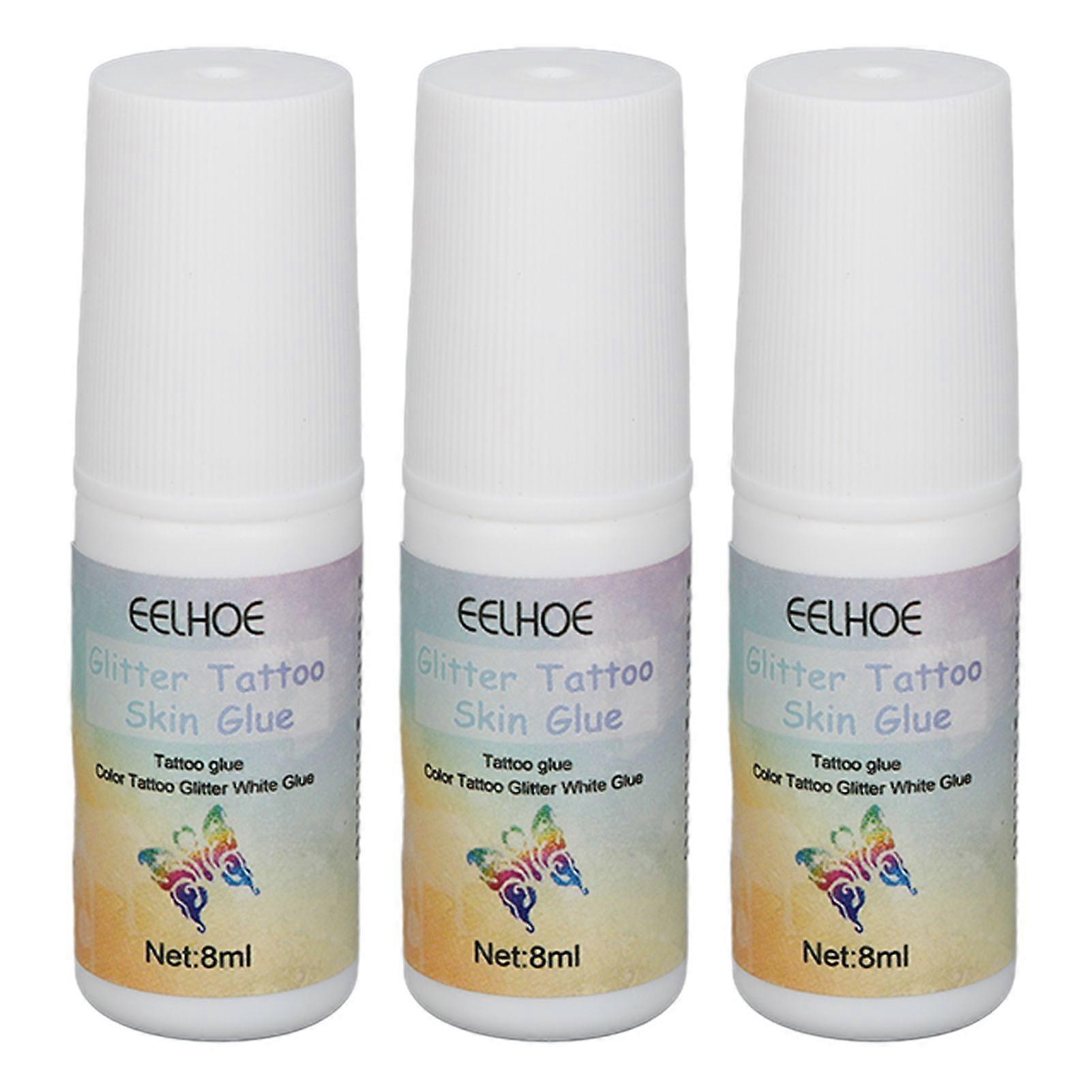 3pcs 24ml Tattoo Skin Glue Glitter Glitten Temporary DIY Body Sequins Glue for Halloween