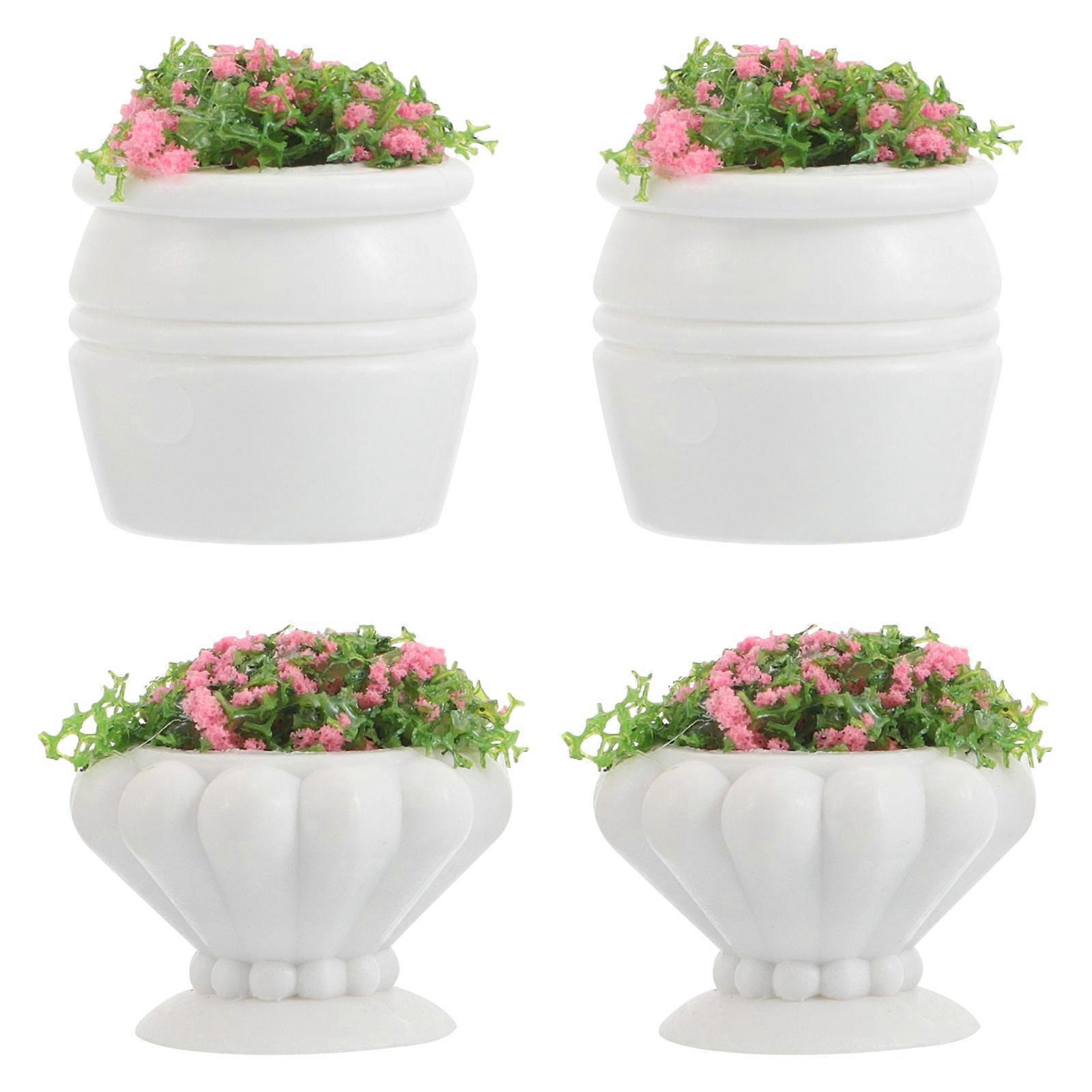 Micro Landscape Model Dollhouse Miniature Plants for Home 4Pcs Artificial Set