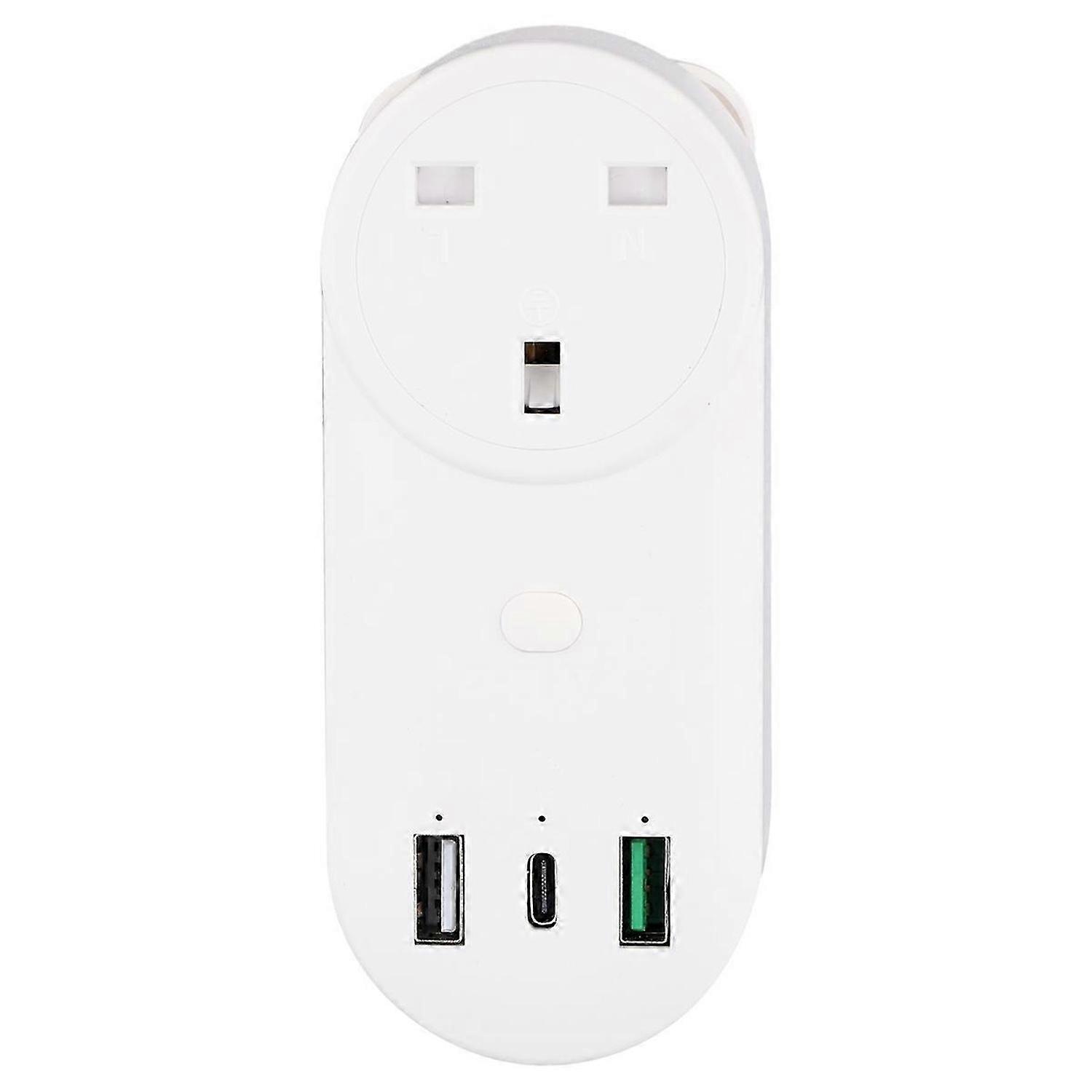 Smart Socket WiFi Plug 16A 2-Hole USB+Type-C Outlets 65W Remote Control Compatible Alexa