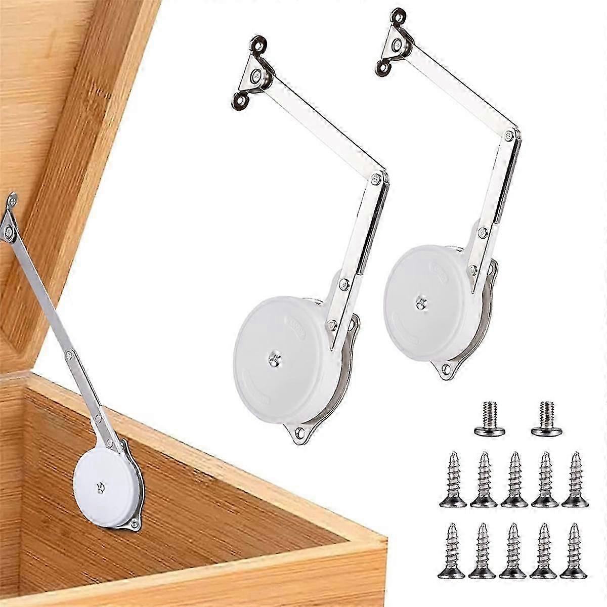 2 Pack Toy Boxes Hinges Soft Close Lid Support Hinges Chest Hinges for Wooden , , Storage Trunk & B