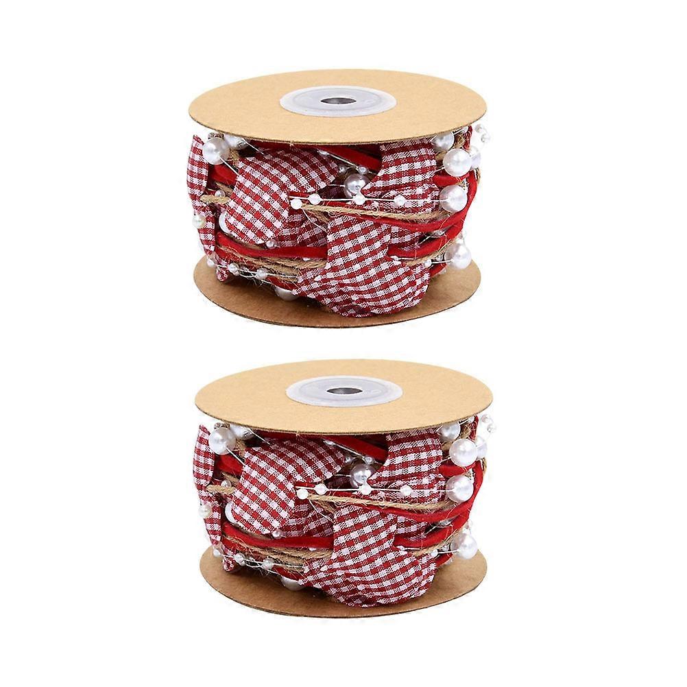 Love Heart Beads Chain Ribbon for DIY Use 2 Rolls Assorted Color Material