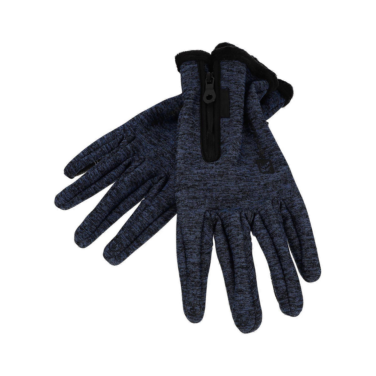 Wind-Proof Gloves Thick Fluffy Gloves for Winter 1Pair Dark Blue