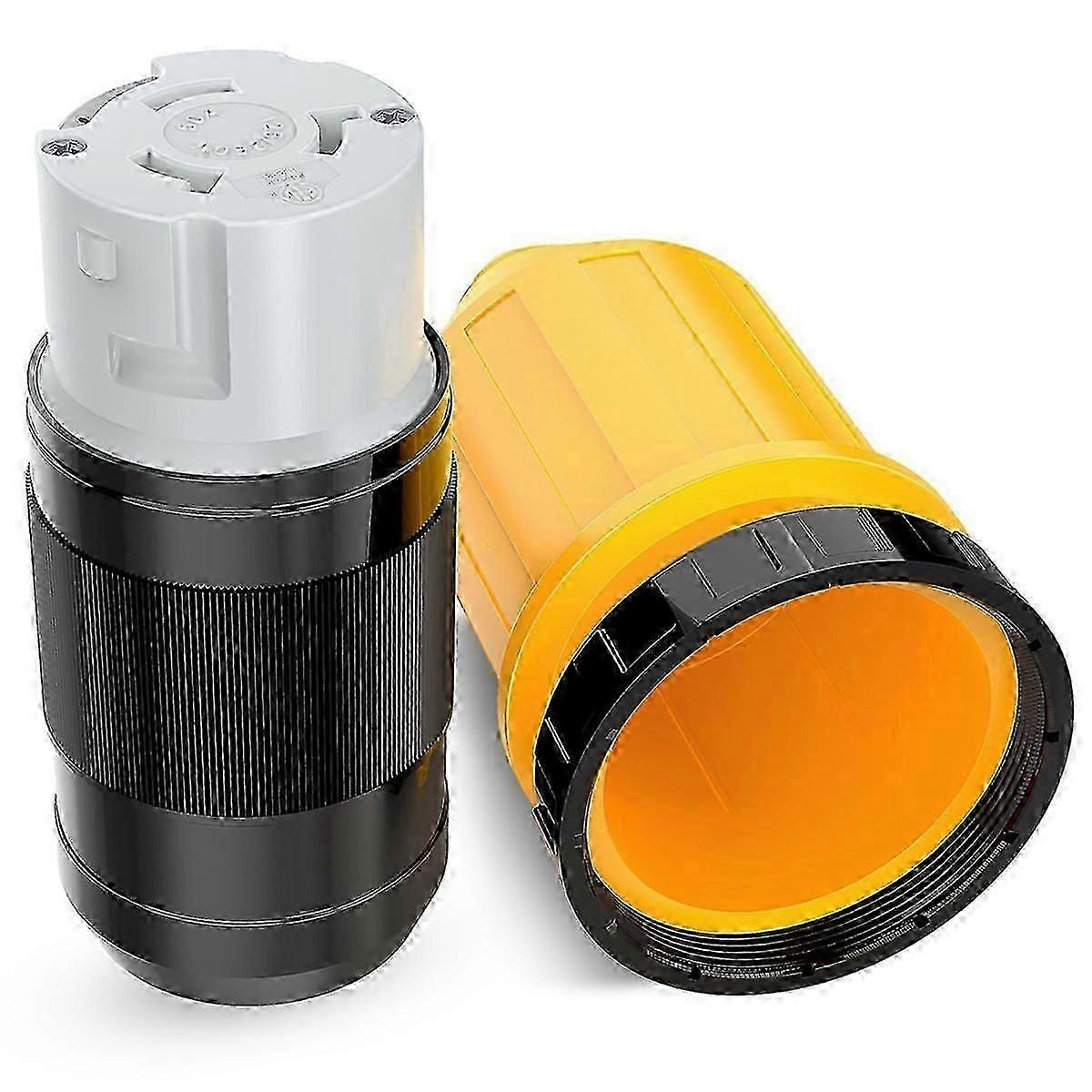 50AMP RV Power Cord Twist Lock Plug with Boot Locking Cover 125/250V Female Locking Shore Replacemen