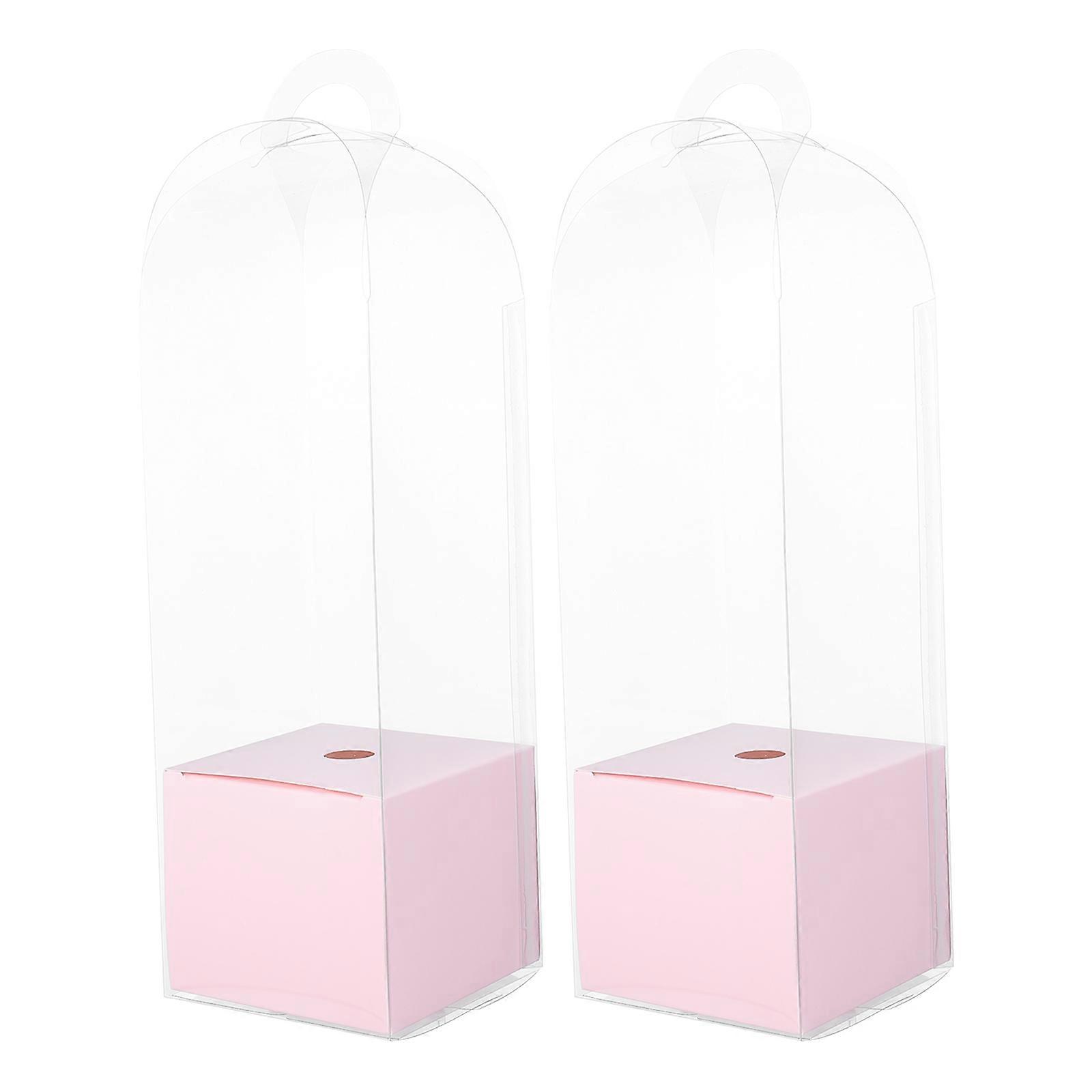 Rose Packing Box for Storage Use 2Pcs Pink PVC Flower Packing Boxes