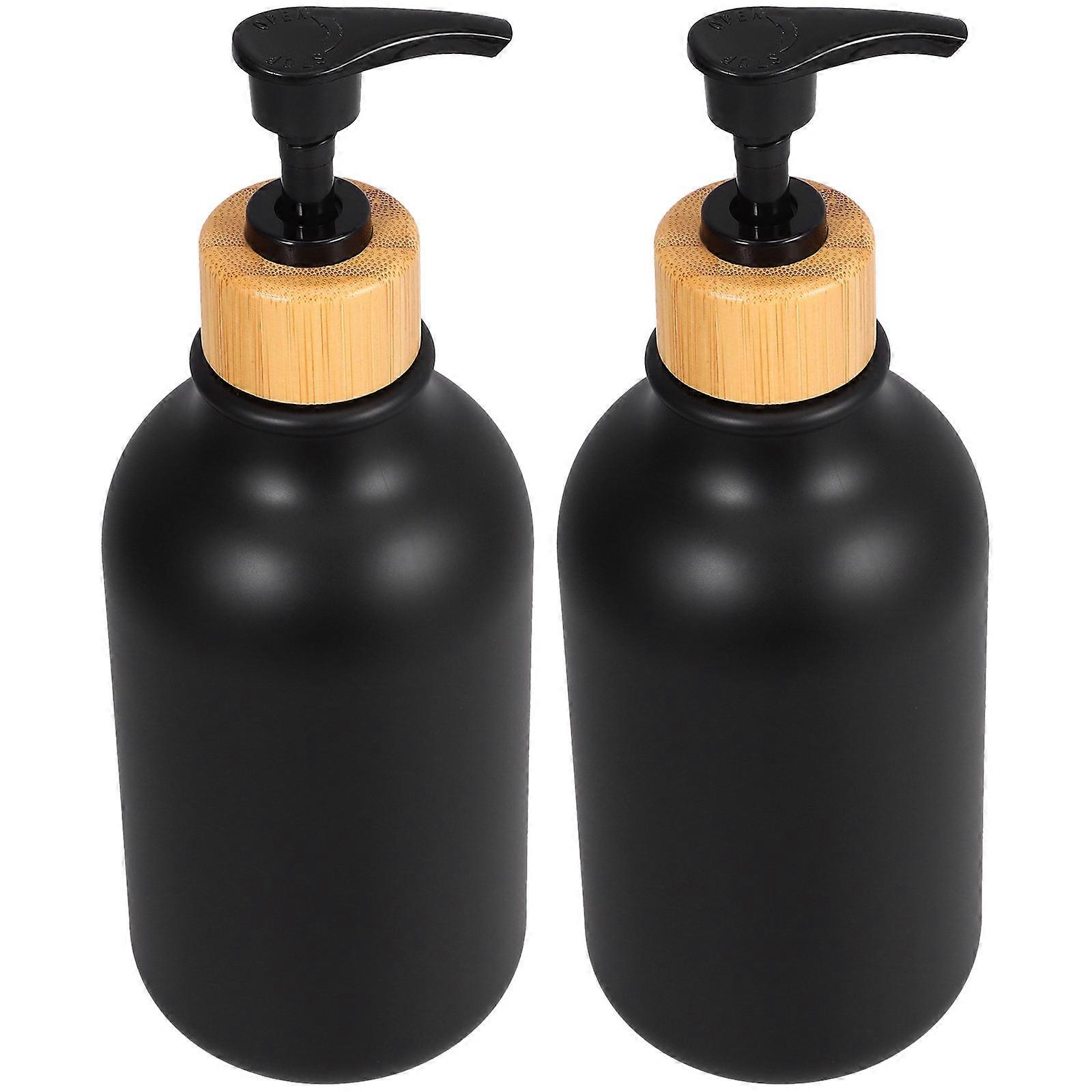 Refillable Soap Dispenser for Bathroom Use 4Pcs Black Pet Bamboo