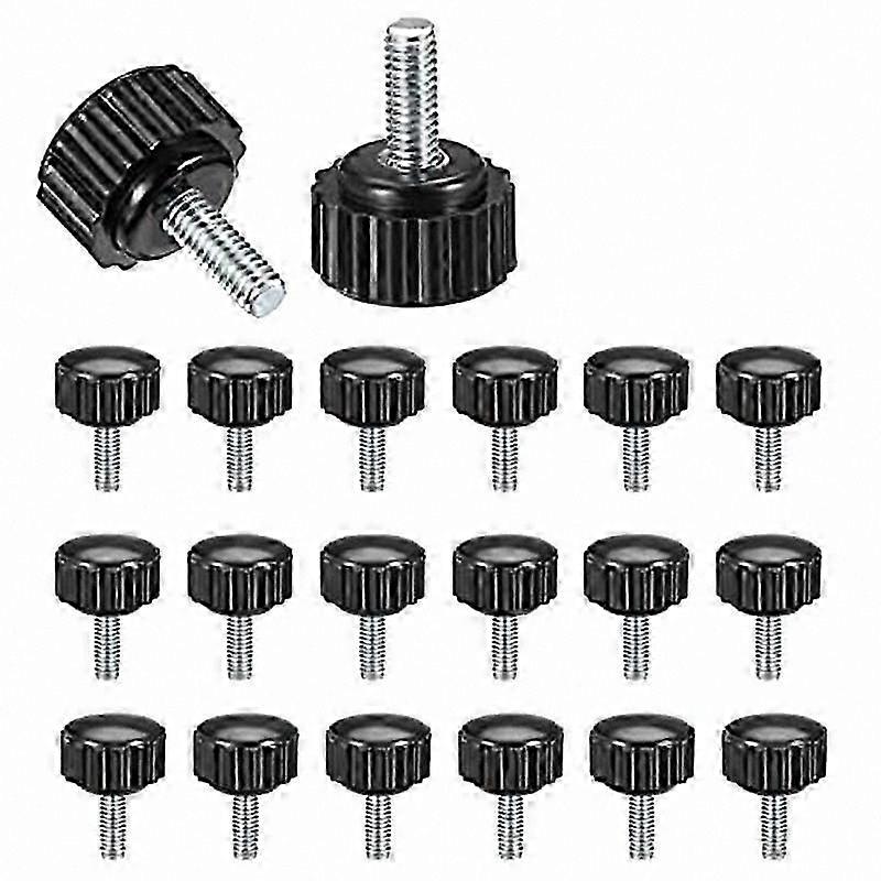 Black Knurled Thumbscrews, 20 Pack M4 x 10mm Threaded Mounting Bolts with Round Clamping Knobs and Grips for Secure Fastening