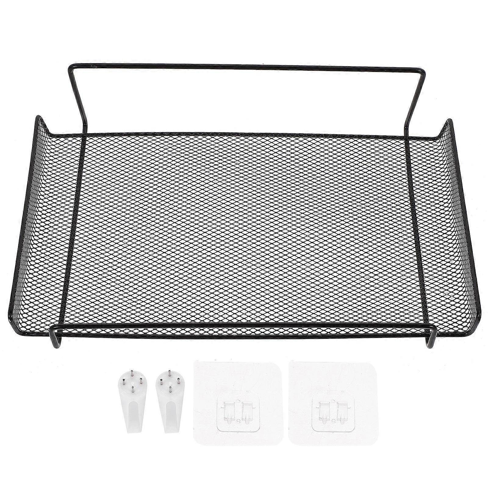 Wall Mounted Router Shelf for Storage Use with 3Pcs Black Iron Holders