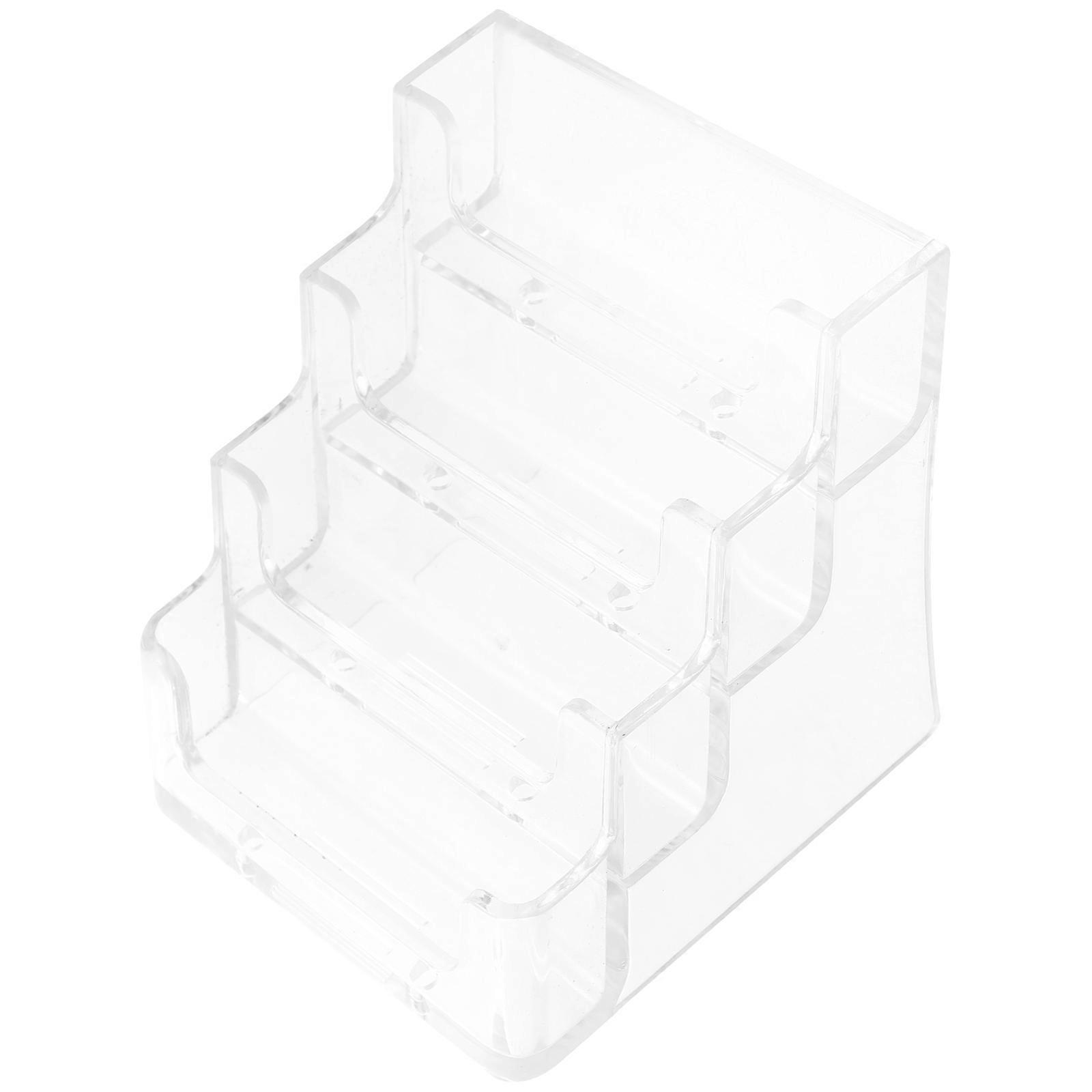Plastic Card Holder Business Cards Display Stand Office Use Transparent Square Simple Style 1Pack