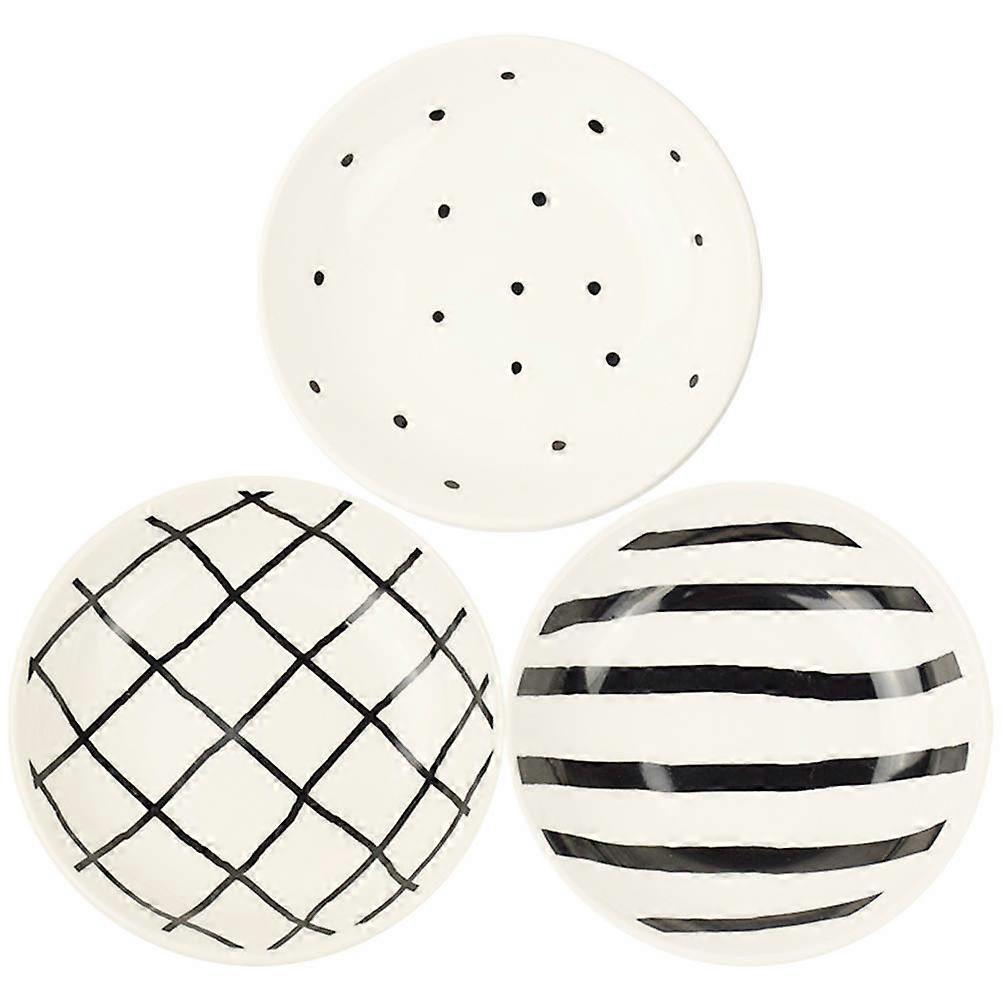 Flavor Dish Ceramic Round Plate for Snacks 6Pcs White Set