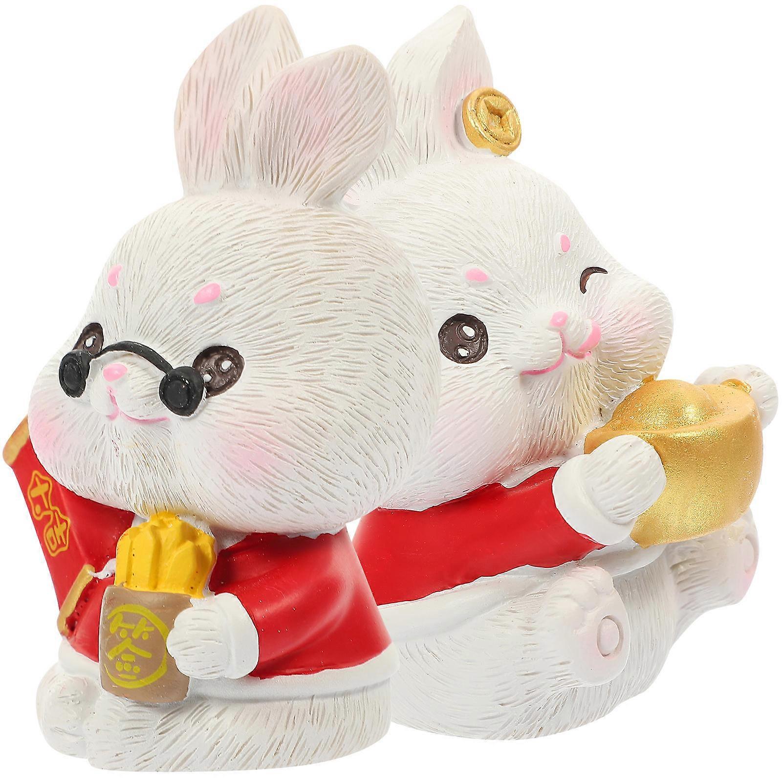 Rabbit Year Decor Resin Rabbit Figurine for Desktop Decoration 8Pcs