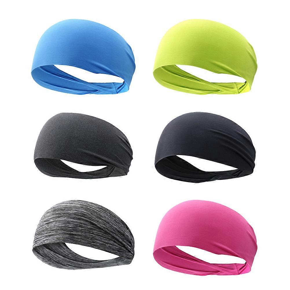 Sports Hairband Unisex Headband for Running 6Pcs Assorted Color Elastic Bands