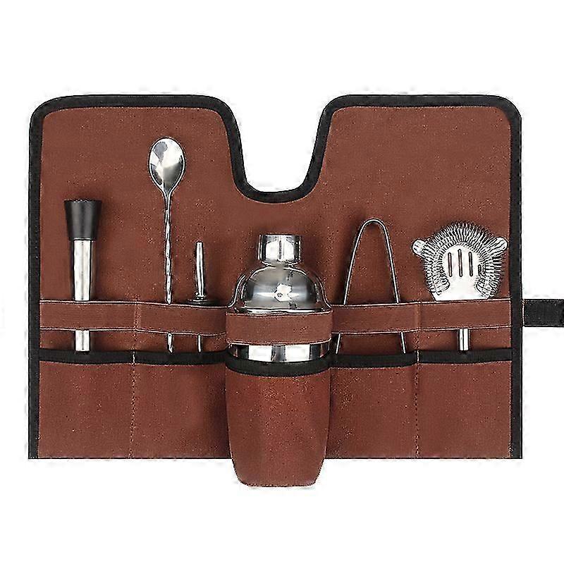 Brown Portable Bartender Roll Bag - Tool-Free Tote for Easy Transport to UK Picnics, Travel, and Parties