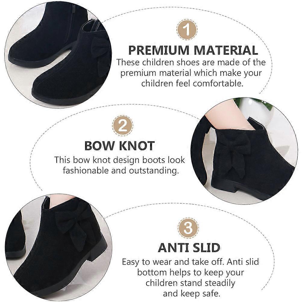 Botas infantis simples com design de laço e 1 par de botas curtas para meninas