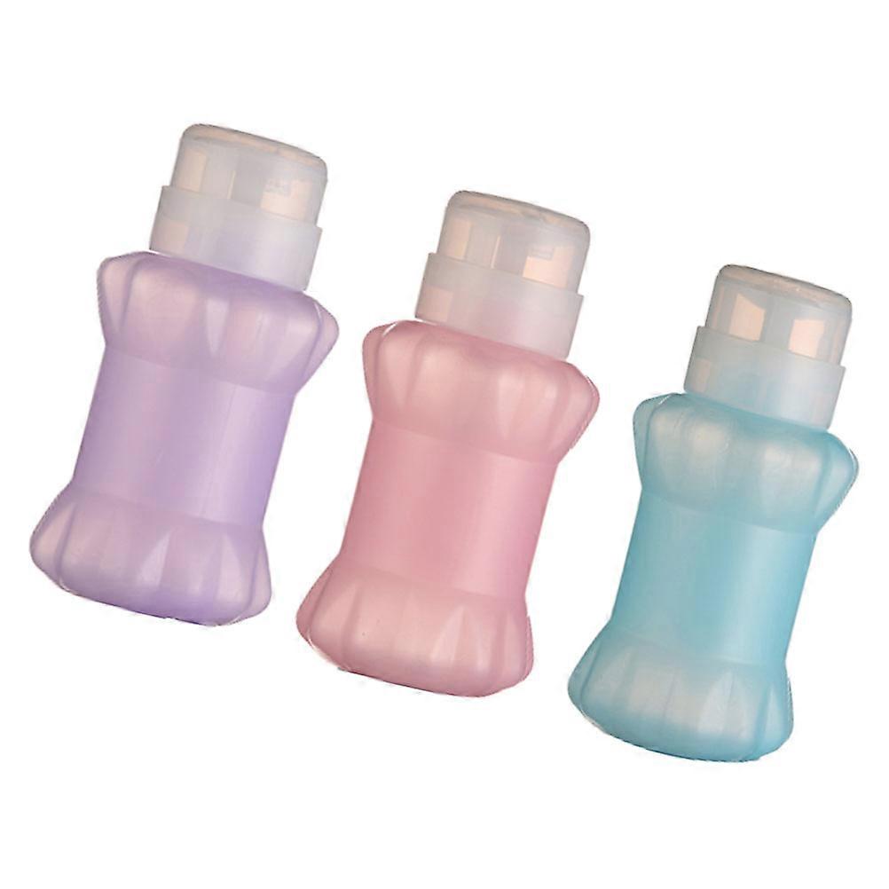 Plastic Lockable Bottle for Nail Remover with Push Down 3Pcs Assorted Color