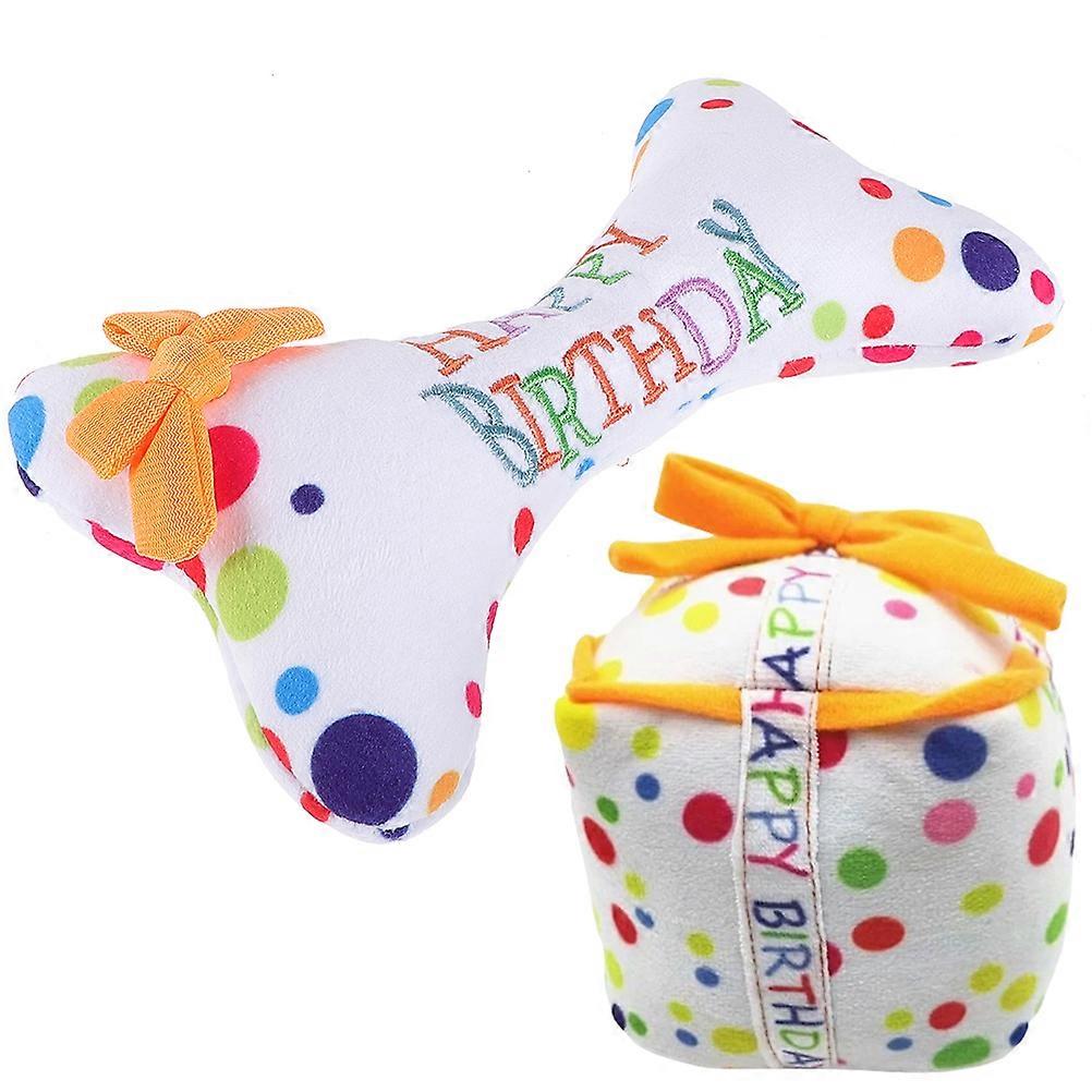 Dog Toy Plush Birthday Dog Squeaky Toy for Pets 4Pcs Chew Toys