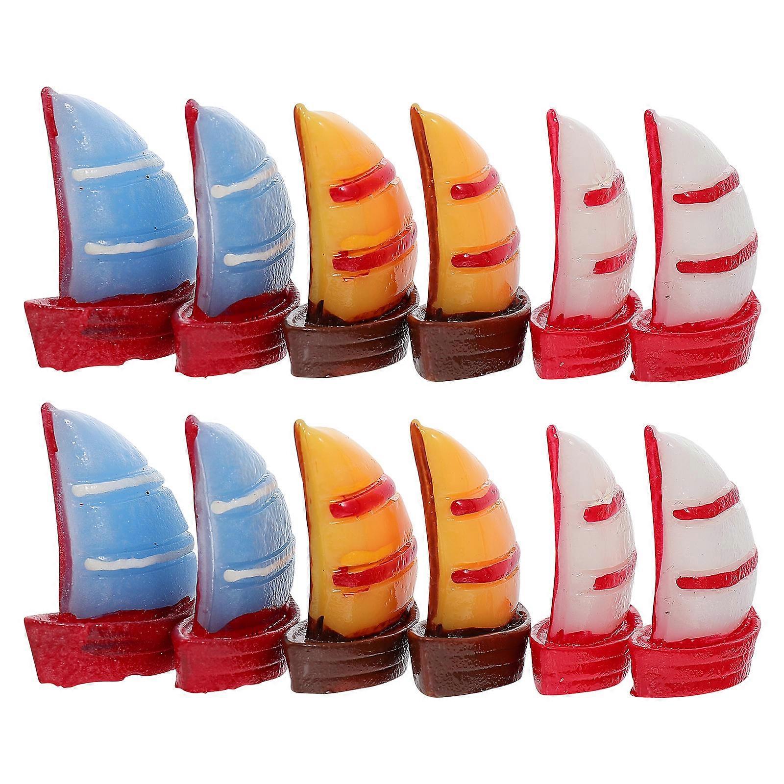 Mini Sailboat Models for Decoration Realistic Boat Ornament 3Pcs 15ps Set