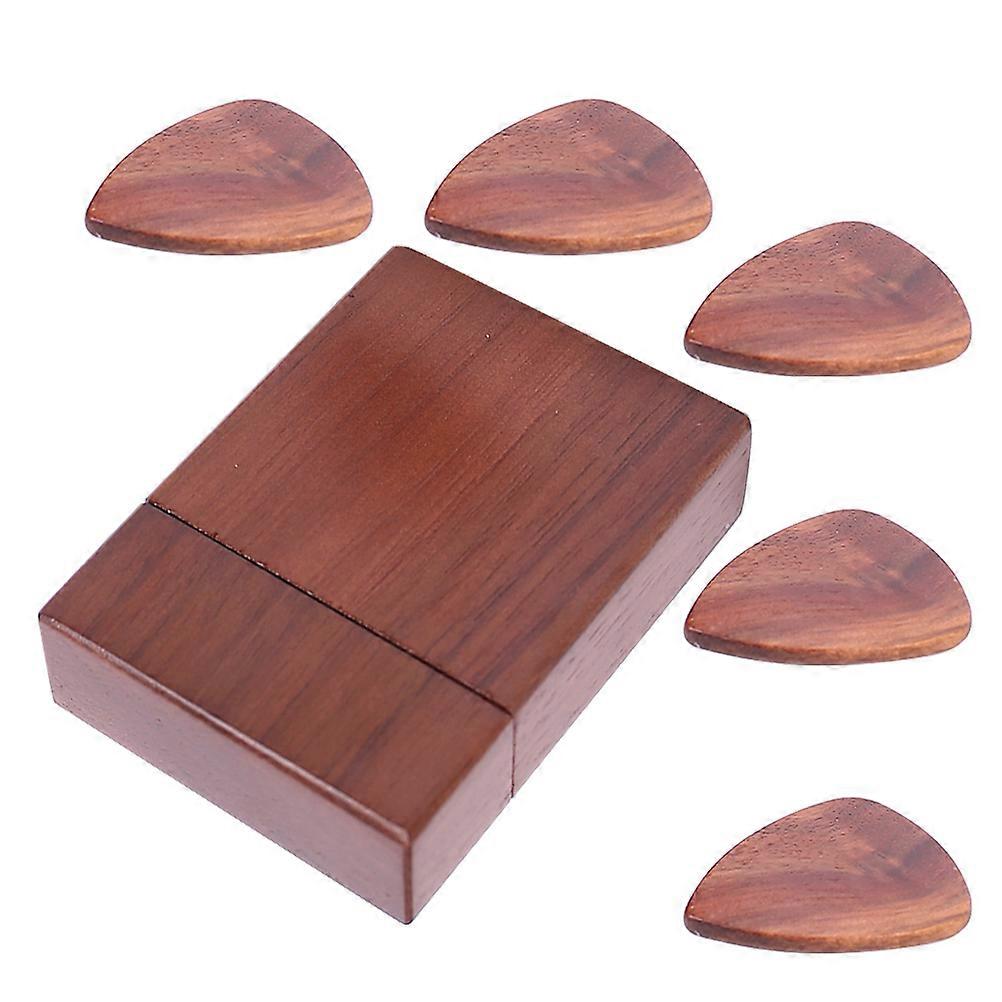 Gitarrplektrumhållare i trä, displaylåda för gitarrplektrum, musikövning, mörkbrun valnötsträ, förvaring av plektrum, 1 set