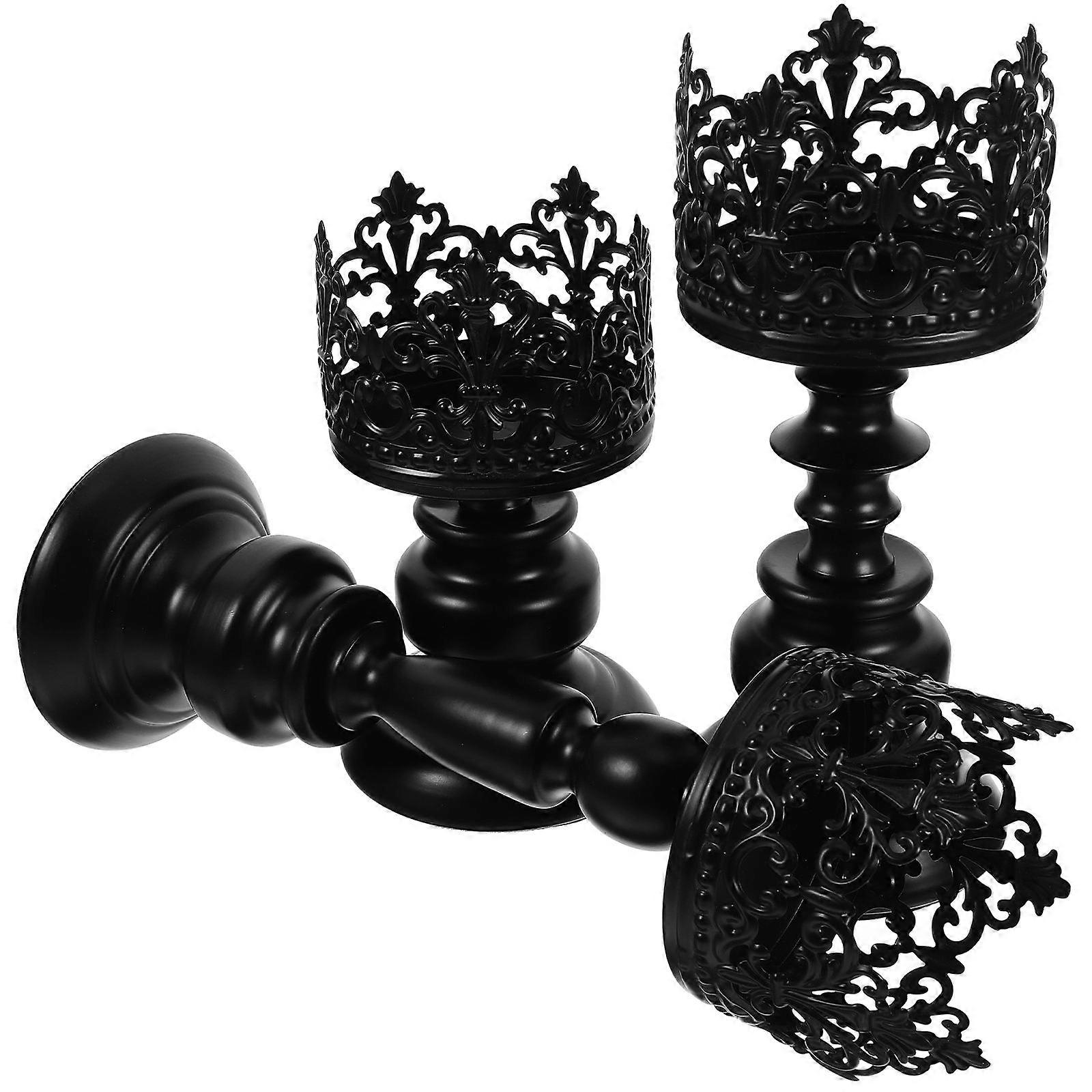 Retro Candle Holder Wrought Iron Decorative Candlestick Holder 1Set
