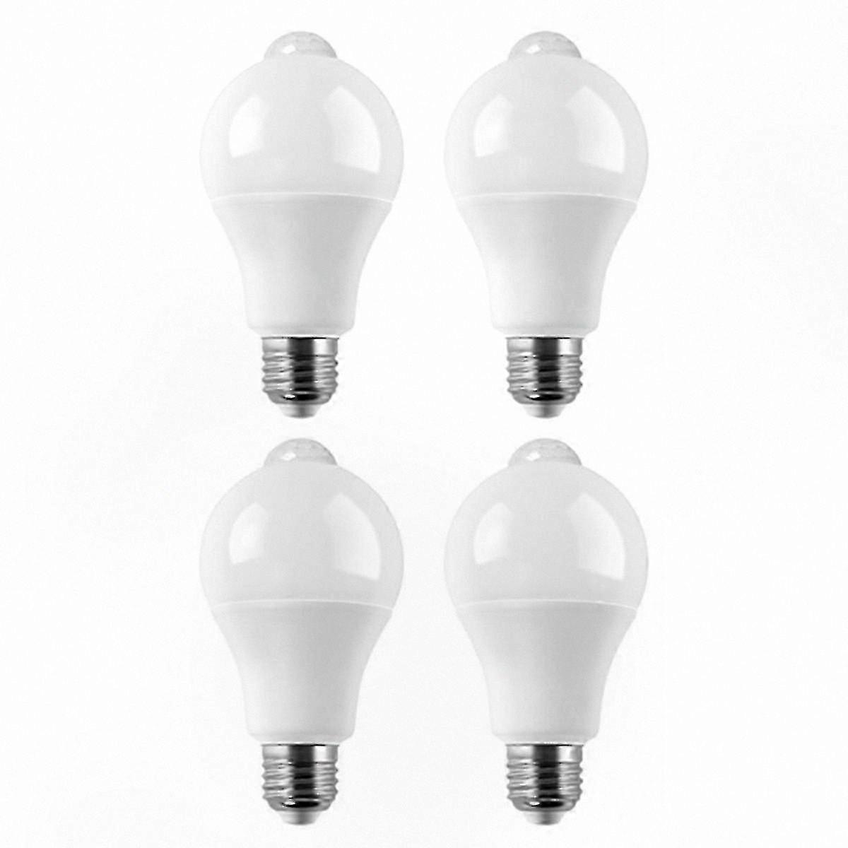 4-Pack E27 9W Motion Sensor LED Bulbs with PIR Security Feature