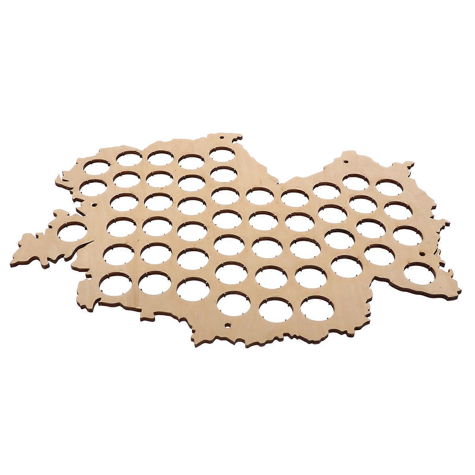 Bottle Caps Collection Chocolate Wood Map Beer Collection Showcase for Decoration and Display