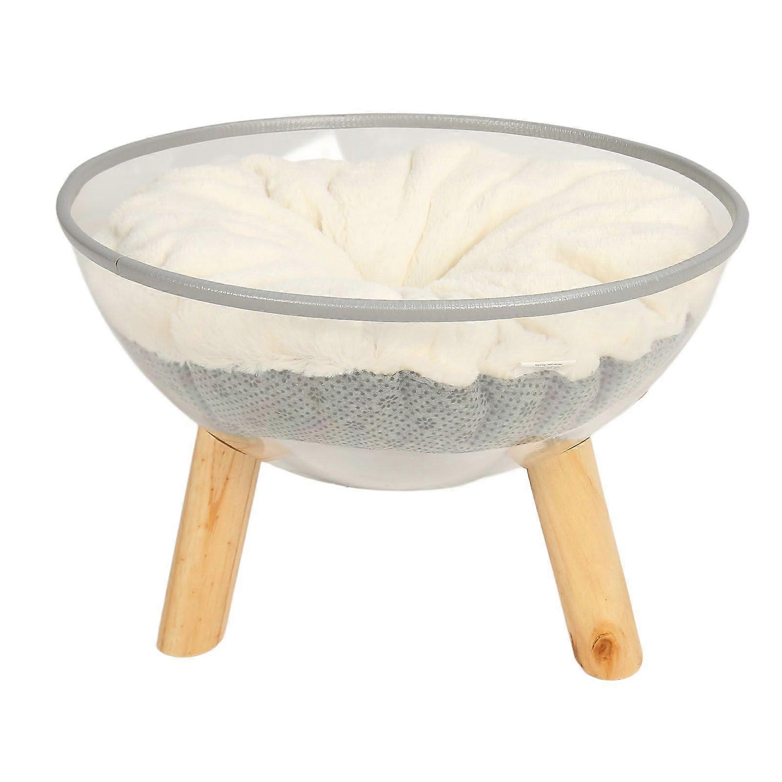 Clear Capsule Cat Bed Stable Safe Durable Stylish Wood Elevated Transparent Cat Bed with Cushion for Kitten