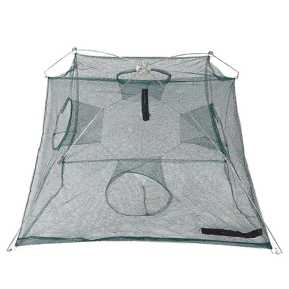 Portable Folding Opening Type Fishing Net Moving Shrimp Bait Trap Fish Cage Accessory4 corner enclosed 100cm