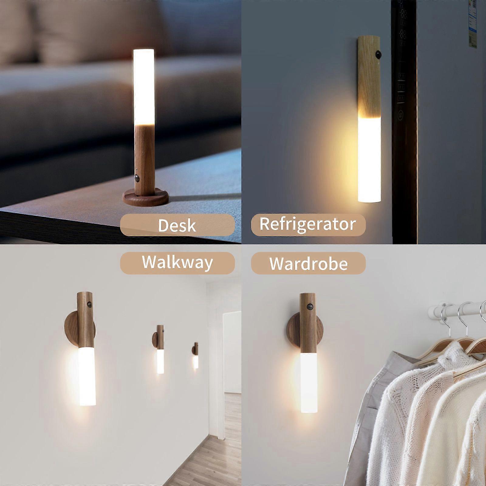 Wall-mounted Motion Sensor Night Light Removable Hand Light Automatic On/Off Rechargeable LED Sensor Closet Light Self-Stick & Magnetic Stair Lamp for
