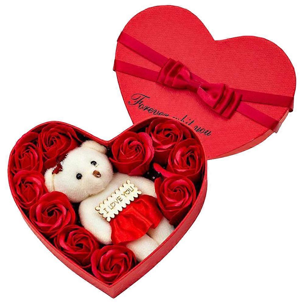 Rose Soap Gift Box for Decor 1 Box Romantic Flower Soap with Bear