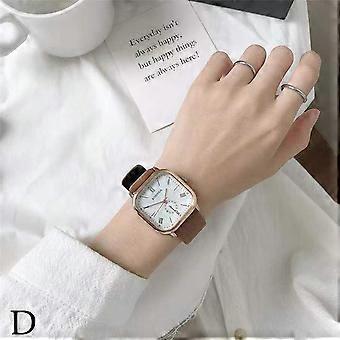 Moderigtigt læderbælte firkantet kvartsur minimalistisk collegestil unisex trendy tilbehør