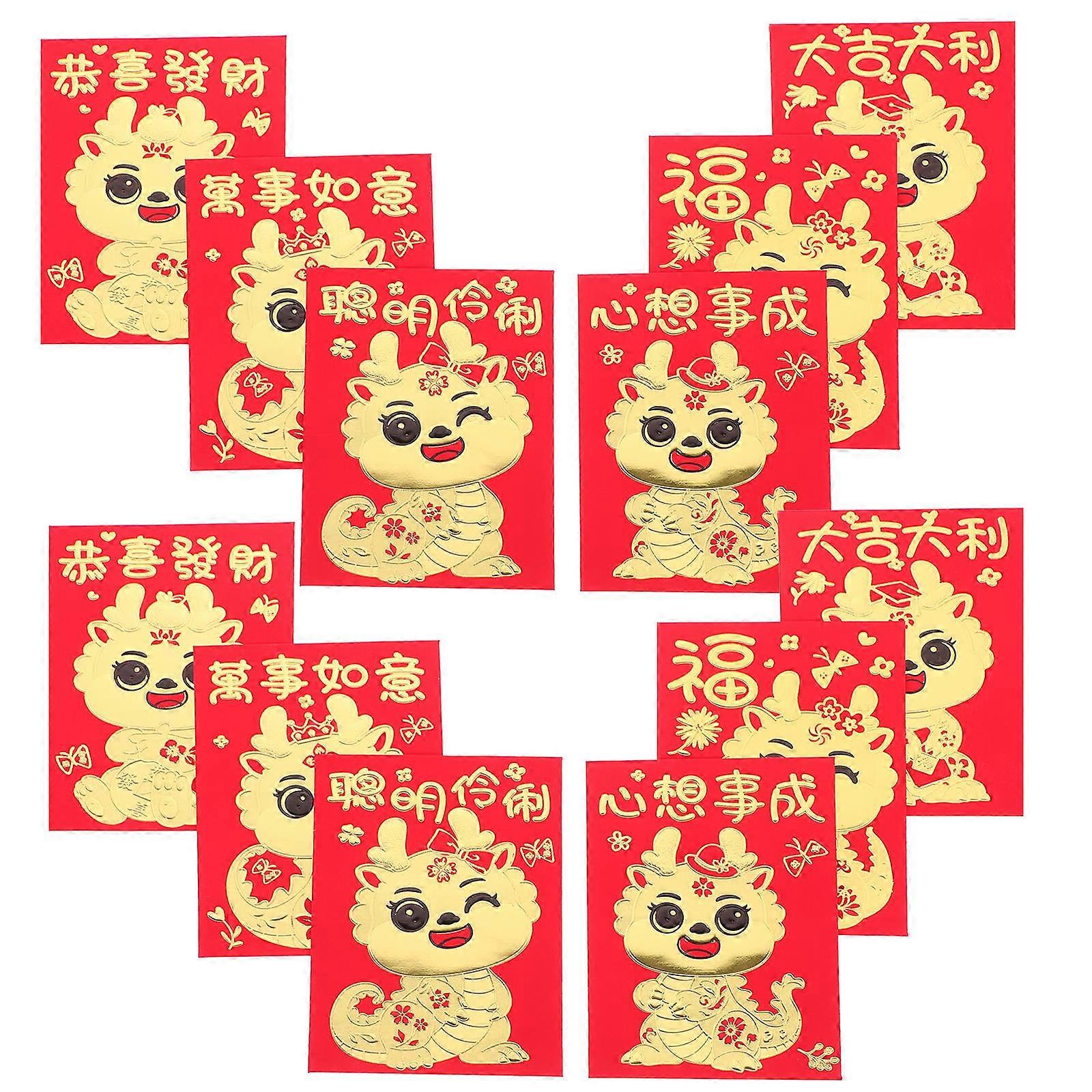 Rectangular Dragon Pattern Red Envelopes 30Pcs Traditional Style For Weddings Birthdays Events