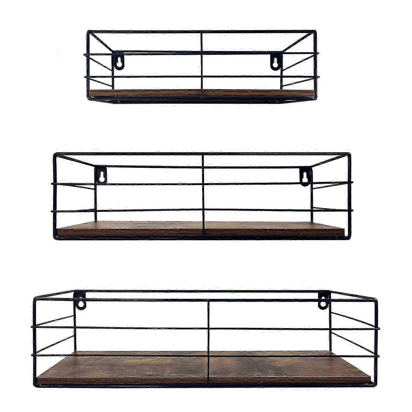 25-26 Set of 3 Wall-Mounted Floating Shelves - Multi-Room Storage for Home Decor