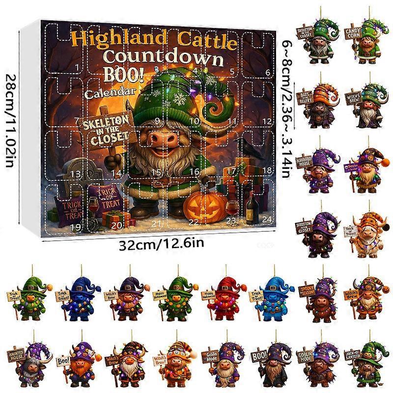 Halloween advent calendar countdown blind box pumpkin ghost witch highland cattle festive atmosphere ornaments