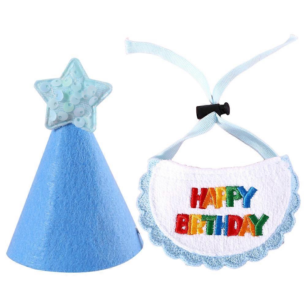 Decorative Dog Birthday Hat with Pet Bib for 2Sets Celebration