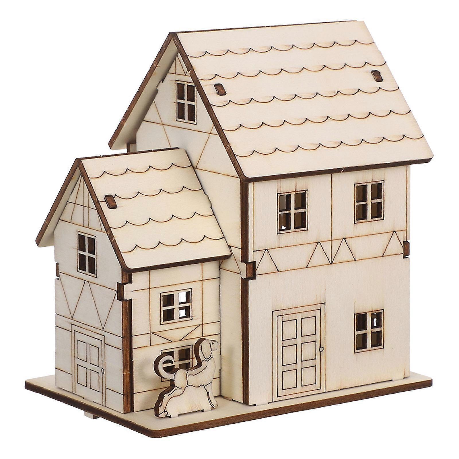 Wooden House Model for DIY Use 3D