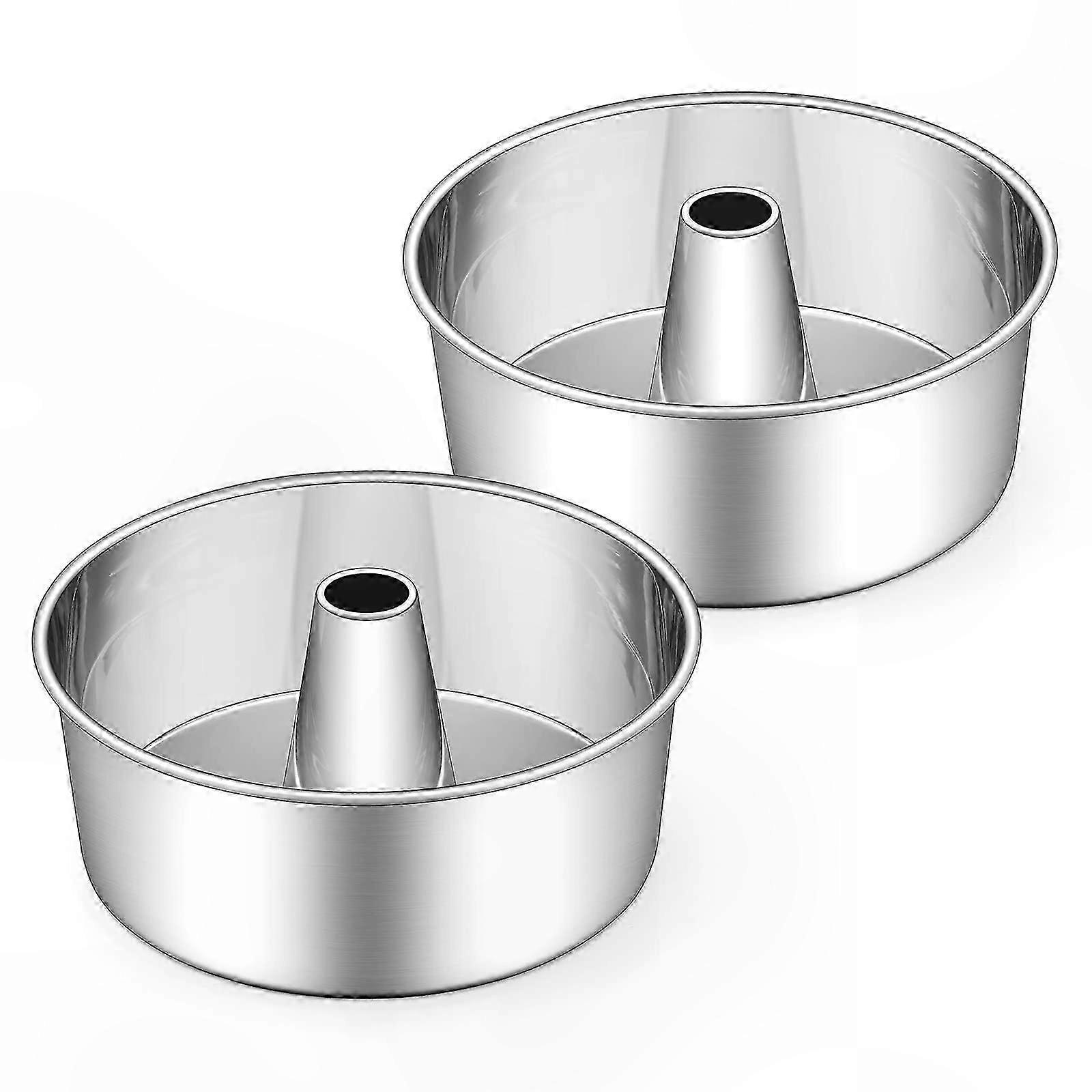 Formas de bolo de aço inoxidável de 10 polegadas, conjunto de 2 para comida de anjo, bolo inglês e sobremesas