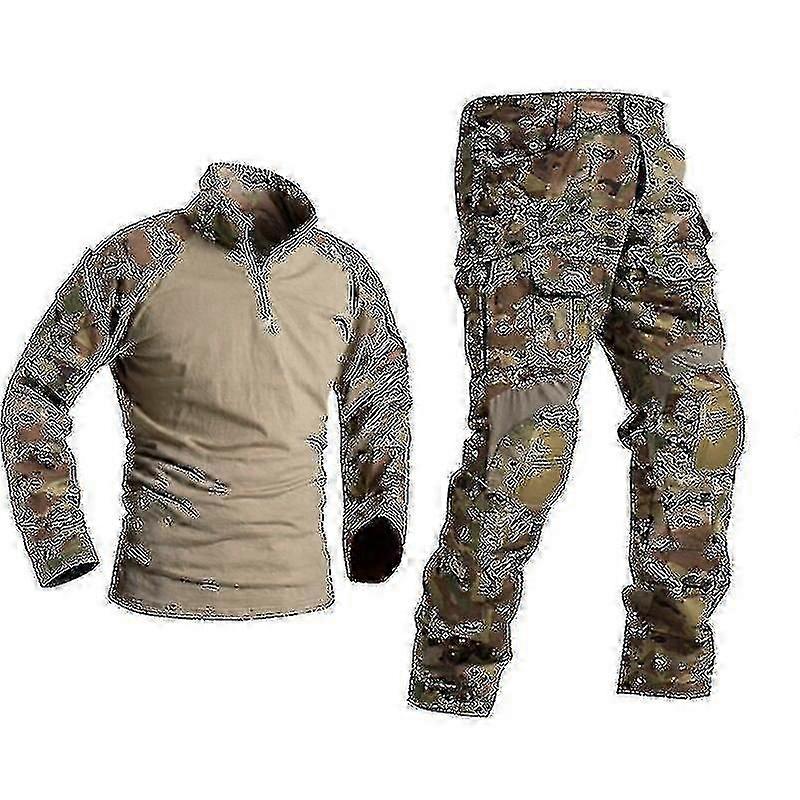 Erkekler Askeri Taktik Üniforma Gömlek Savaş Pantolon Takım Elbise Diz Pedleri ile Ordu Giyim Airsoft Paintball Kamuflaj İş Kıyafetleri