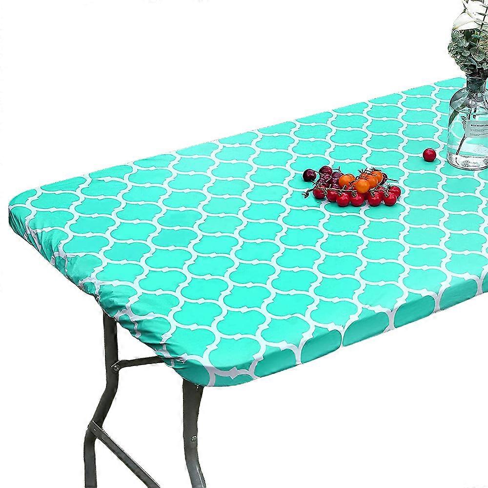 Rectangle Table Cloth Fitted Plastic Table Cover Elastic Edge Vinyl Folding
